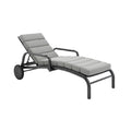 Modern Outdoor Lounge Chair with Gray Cushions and Wheels