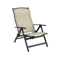 "Adjustable Folding Lounge Chair with Neutral Fabric"
