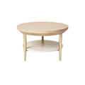 Modern Round Coffee Table with Gold Legs and Dual Shelves