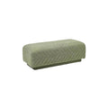 Textured Green Upholstered Ottoman with Chevron Pattern