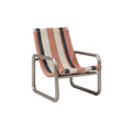 "Modern Striped Lounge Chair with Metal Frame"