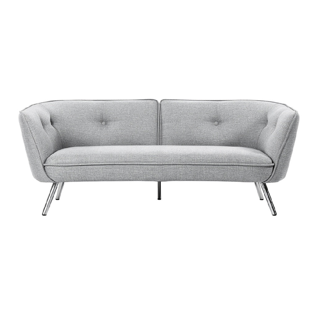 Modern Grey Upholstered Sofa with Button Tufting and Sleek Legs