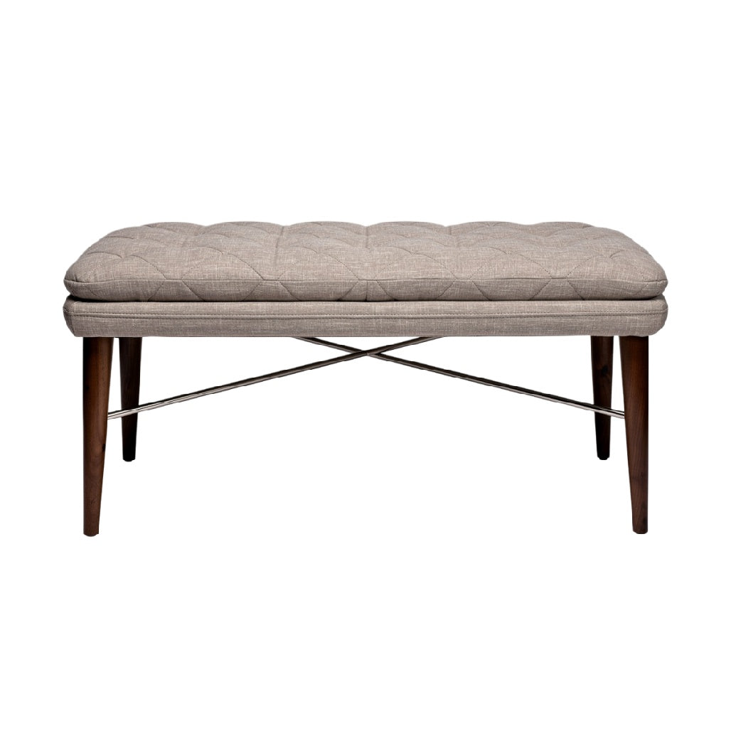 "Modern Upholstered Bench with Crossed Legs"