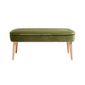 Modern Green Velvet Bench with Wooden Legs