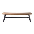 "Modern Wooden Bench with Metal Frame"