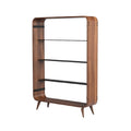 "Modern Wooden Bookshelf with Open Shelves"